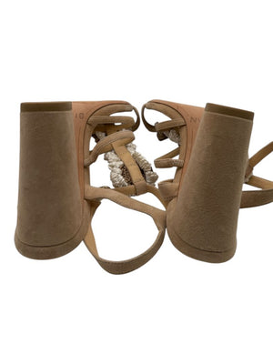 Alexandre Birman Nude Suede Crochet Flower Sandals – Size 39.5