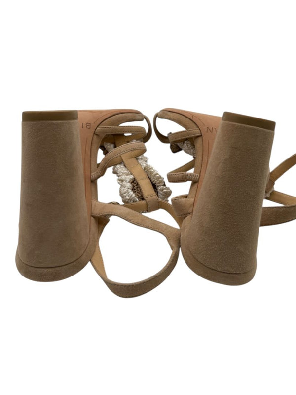 Alexandre Birman Nude Suede Crochet Flower Sandals – Size 39.5
