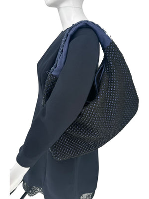 Bottega Veneta  Nappa Silk Mini Ponza Devore Fuzzy Maxi Hobo Indigo
