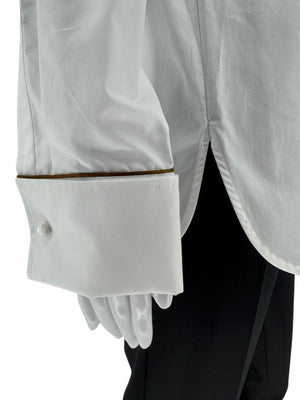 MaxMara White Cotton Piped Button-Down Shirt – Size US 10 / IT 44