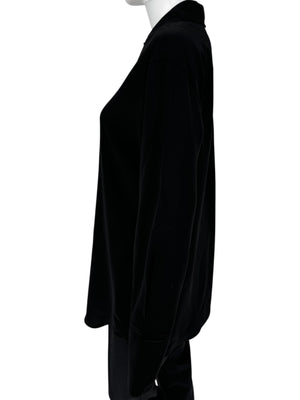 Sportmax Black Silk-Blend Concealed Placket Shirt – Size US 10 / IT 44