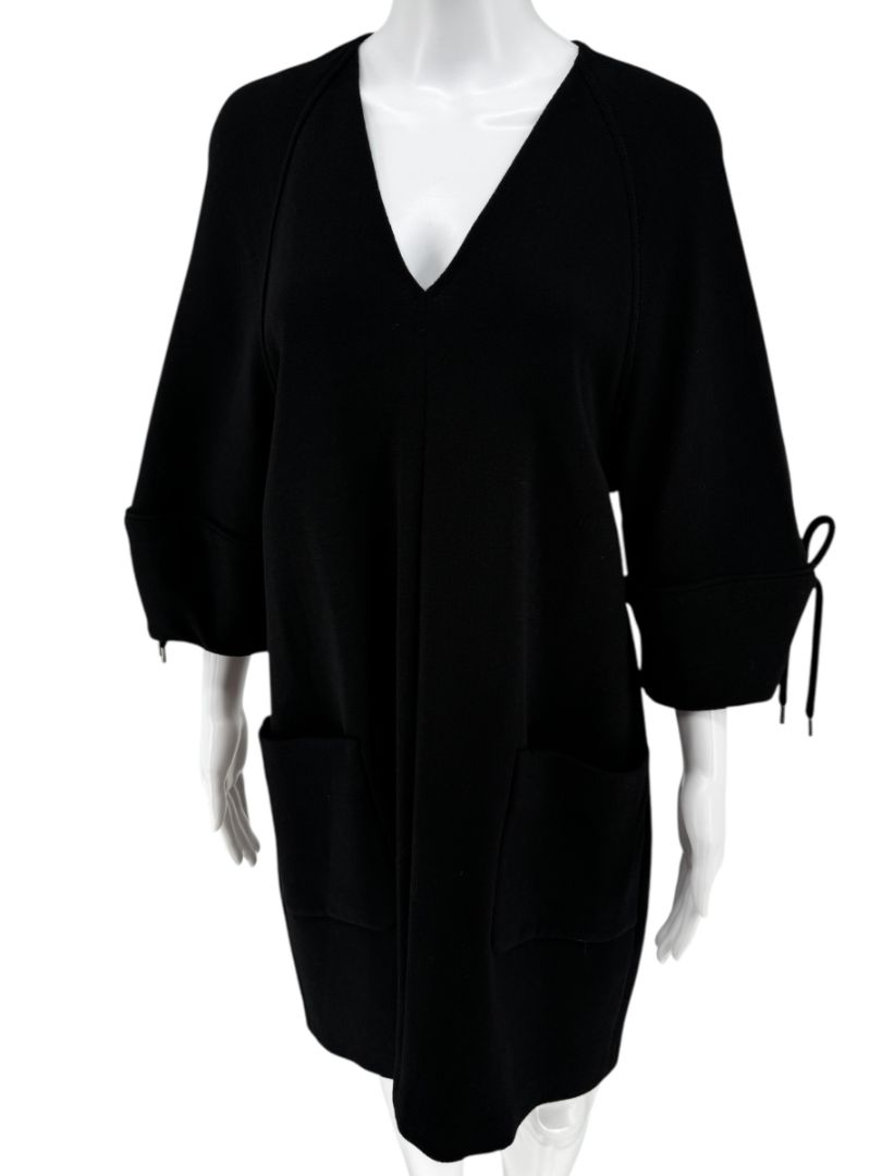Lela Rose Black Wool-Blend Tie Sleeve Dress – Size 6
