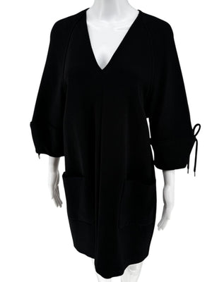 Lela Rose Black Wool-Blend Tie Sleeve Dress – Size 6