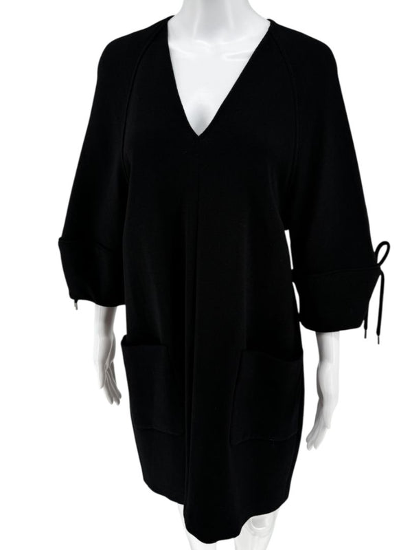 Lela Rose Black Wool-Blend Tie Sleeve Dress – Size 6