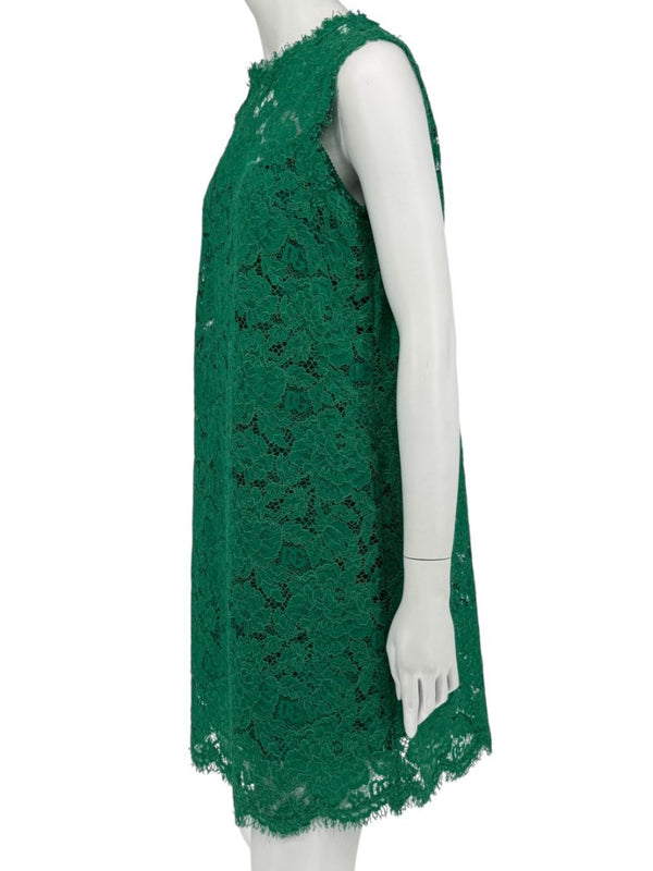 Dolce & Gabbana Green Floral Lace Sleeveless Shift Dress - Size IT 46