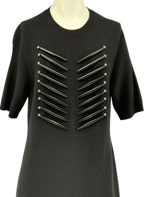 Louis Vuitton Black Cashmere Sweater Dress with Hardware Detail – Size L