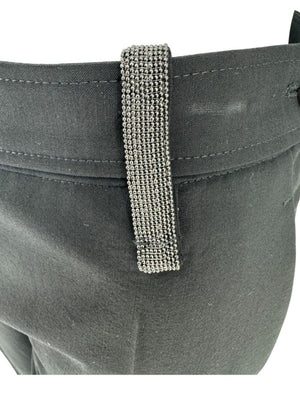 Brunello Cucinelli Black Tapered Wool Trousers with Monili Belt Loop - Size 10