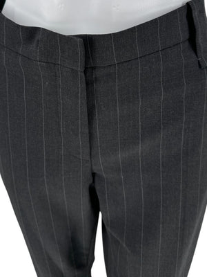 Brunello Cucinelli Charcoal Pinstripe Wool Pants with MONILI Trim – Size IT 46 / US 10