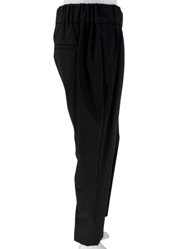 Brunello Cucinelli Charcoal Wool-Blend Elastic Waist Trousers – Size 8