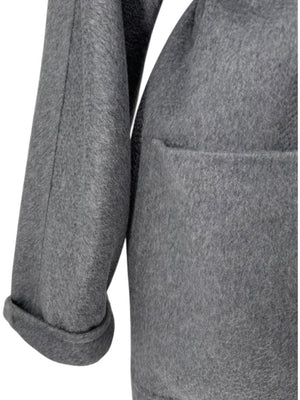 Max Mara ‘Manuela’ Belted Wrap Coat in Light Grey – Size US 10 / IT 44