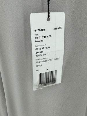 Akris Gravel Grey Long Silk Tunic Blouse – Size 8