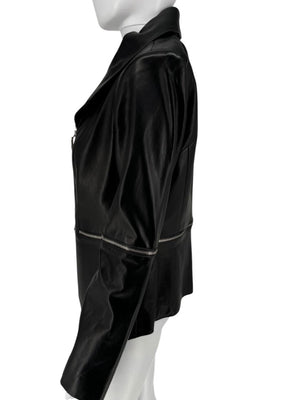 Pamella Roland Black Leather Moto Jacket - Large