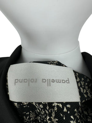 Pamella Roland Metallic Brocade Tuxedo Coat with Beaded Cuffs – Large