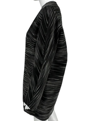 Pamella Roland Black Metallic Striped Open Jacket – Large