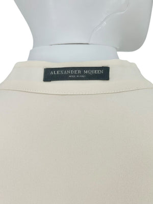 Alexander McQueen Ivory Silk Ruffle Blouse – Size IT 42