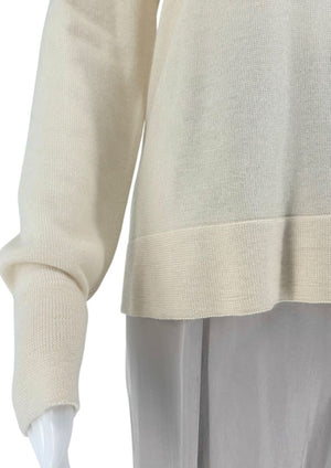 The Row Ivory Cashmere-Silk Crewneck Sweater – Size L