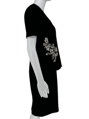 Pamella Roland Black Embellished Asymmetrical Sheath Dress – Large