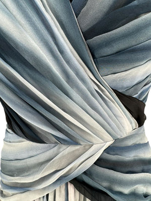 Pamella Roland Sapphire Multi Silk Draped One-Shoulder Gown – Size 6