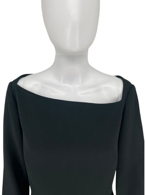 Pamella Roland Black Crepe Long Sleeve Jumpsuit – Size: Large