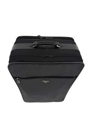 Prada Black Nylon Rolling Suitcase with Saffiano Leather Trim – 26.5" x 17.5" x 9.5"