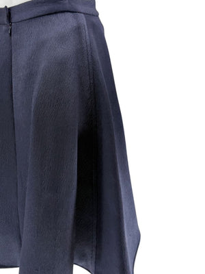 Pamella Roland Navy A-Line Skirt with Sculptural Hem - Large