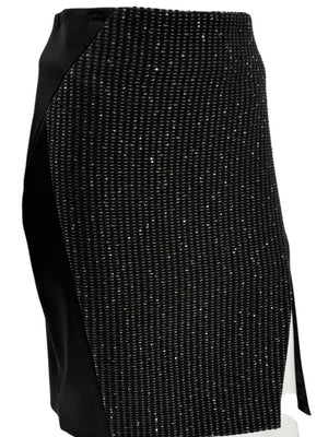 Pamella Roland Black Textured Sequin Skirt - Large