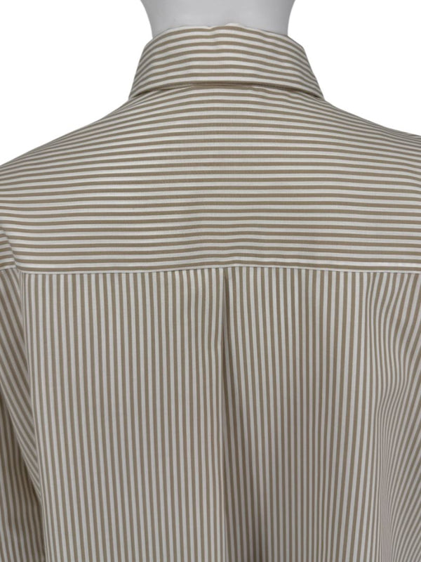 Akris Punto Beige & White Stripe Button Detail Blouse – Size US 10