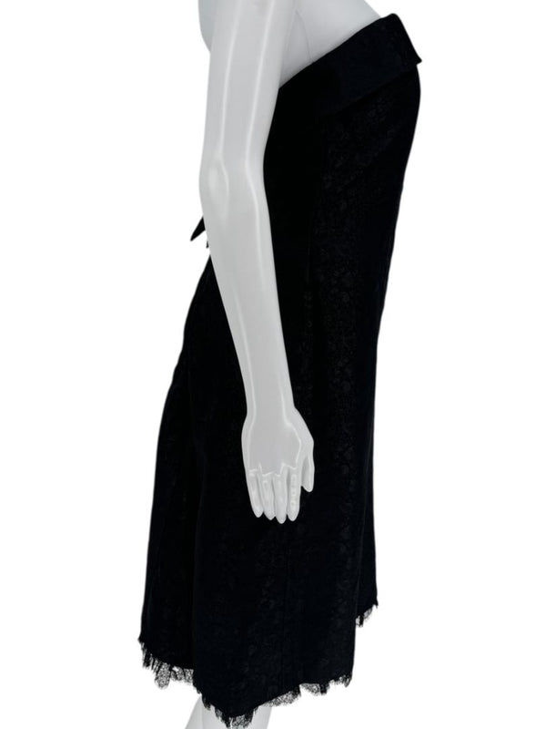 Pamella Roland Black Jacquard Strapless Dress – Large