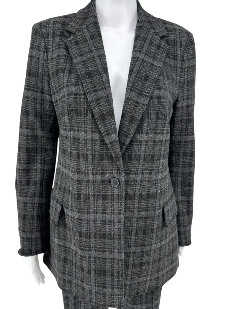 A-K-R-I-S Punto Charcoal Glen Plaid Blazer & Pants Set – Size 10