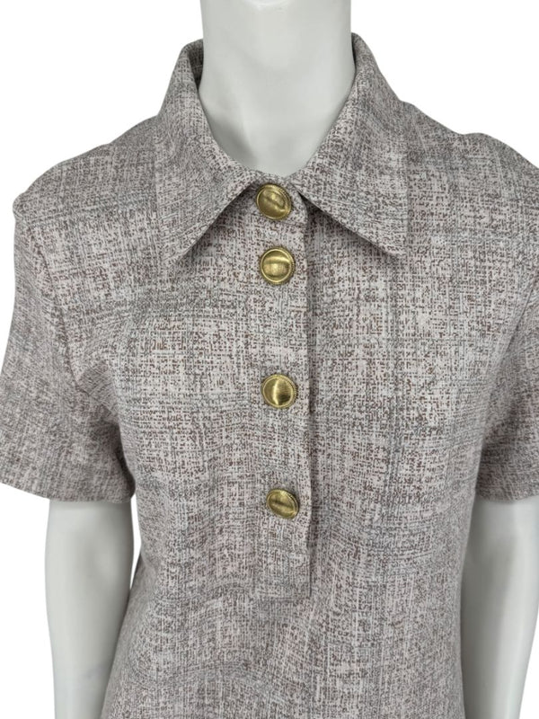 Rosetta Getty Textured Knit Collared Mini Dress – Size M