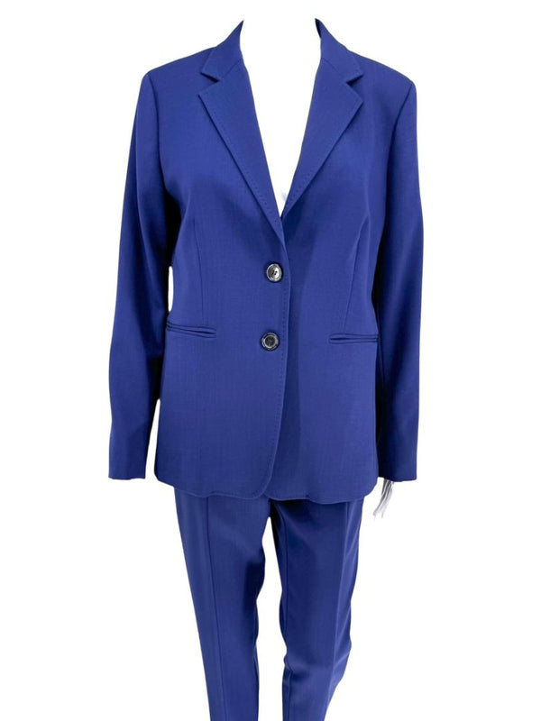 Max Mara Blue Virgin Wool Blend Pant Suit – Size US 12