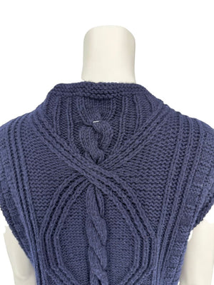 HANIA by Anya Cole Navy Hand-Knit Cable Vest – O/S