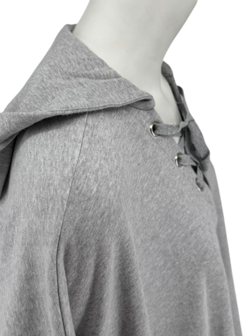 L’Agence Gray Viscose-Silk Hoodie Poncho – One Size