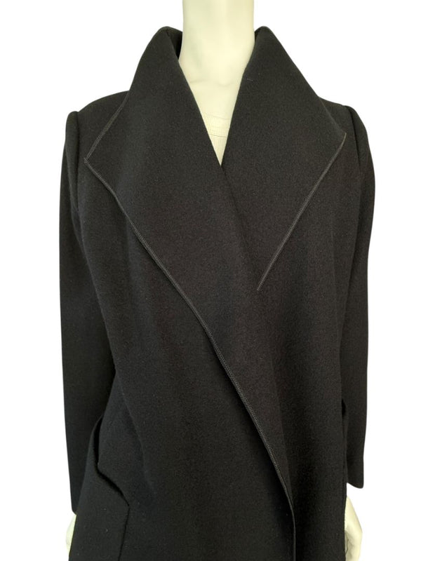 Agnona Black 100% Cashmere Open-Front Coat – Size IT 46 / US 10- NEW