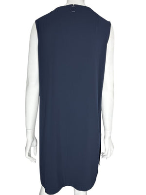 Akris Punto Navy Sleeveless Shift Dress with Side Grommet Detail – Size 10