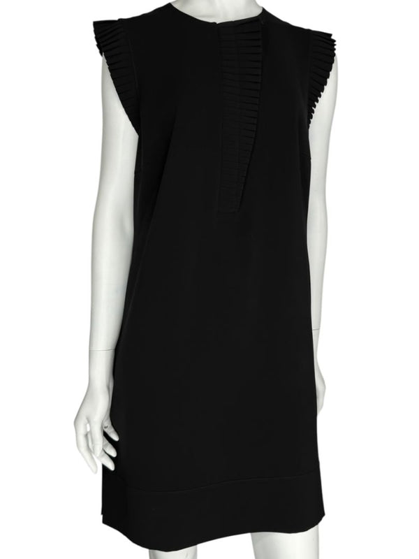 Akris Punto Black Sleeveless Pleated Trim Shift Dress – Size 10