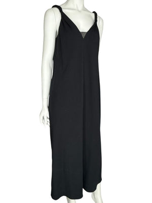 Brunello Cucinelli Black Twisted Strap Maxi Dress with Monili Detail – Size M