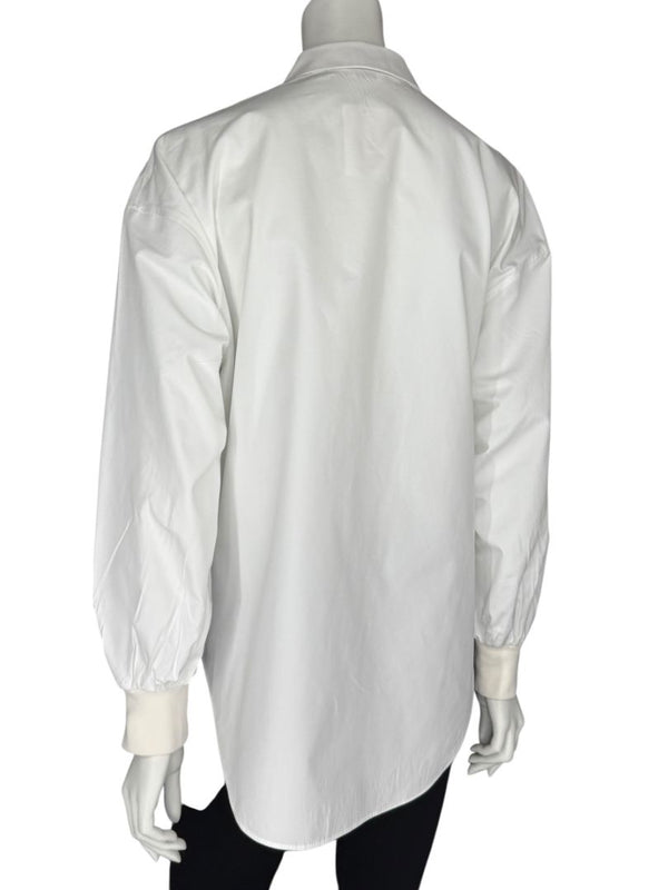 Alexander McQueen White Cotton Shirt with Balloon Sleeves – Size IT 38