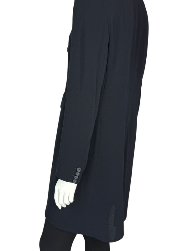 Akris Navy Wool-Blend Double-Breasted Longline Blazer Coat – Size US 8