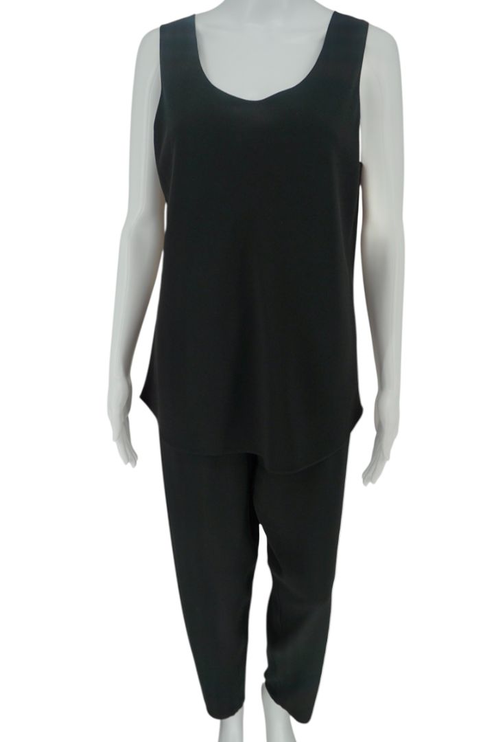 Peter Cohen Black Sleeveless Tunic & Tapered Pants Set – Top Size M, Pants Size L