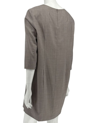 The Row Taupe Wool-Blend Shift Dress – Size M