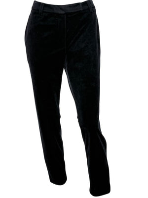 Brunello Cucinelli Black Velvet Side-Zip Ankle Pants - Size IT 46 / US 10