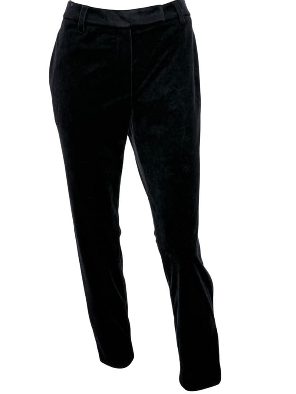 Brunello Cucinelli Black Velvet Side-Zip Ankle Pants - Size IT 46 / US 10