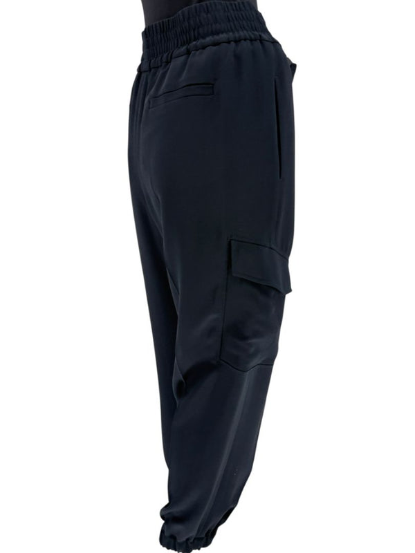Brunello Cucinelli Navy Silk-Blend Cargo Jogger Pants – Size IT 44 (US 8)