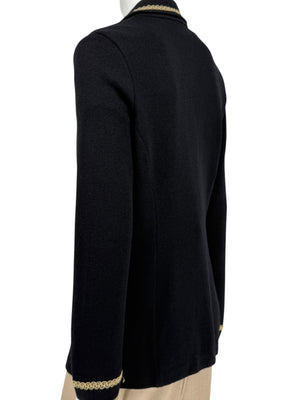 St. John Collection by Marie Gray Black Knit Blazer with Gold Trim – Size 10