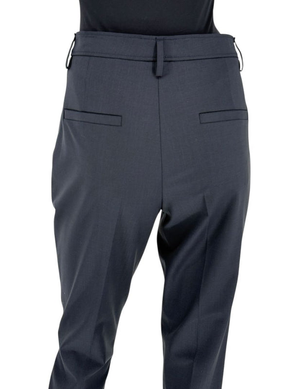 Brunello Cucinelli Charcoal Wool-Blend Trousers with Monili Detail – Size IT 46 (FR 42 / US 10 / DE 40)