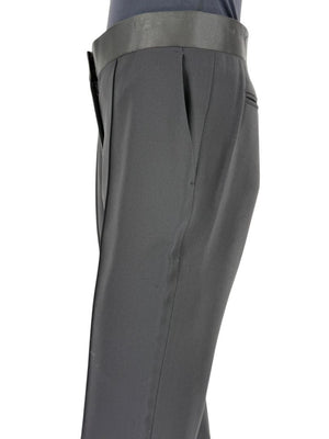 Celine Black Viscose Blend Tuxedo Pants with Satin Waistband – Size FR 40 / US 8
