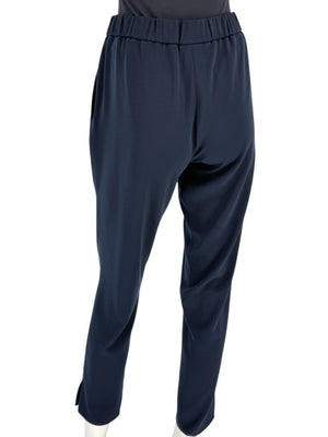 Akris Punto Navy Elastic Waist Trousers with Ankle Slit – Size US 8