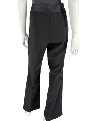 Akris Black Wool Blend Pants with Sequin Trim - Size US 10 (IT 46)