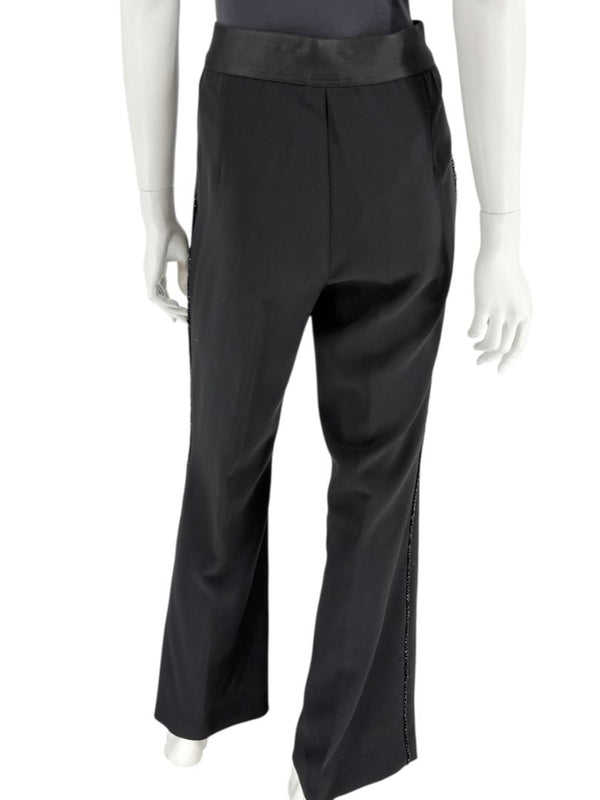 Akris Black Wool Blend Pants with Sequin Trim - Size US 10 (IT 46)